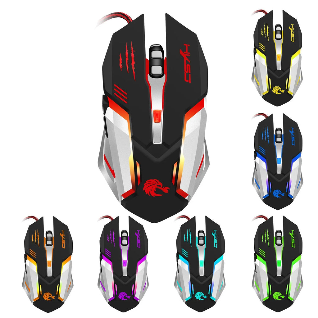 Wired USB optical gaming mouse, matte black, 5500 dpi, six keys, four-way wheel, 13.45 x 7.15 x 4.5cm