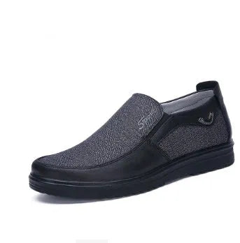 Men's business casual flat shoes with breathable mesh inner and polyurethane sole, low heel, round toe, colour matching pattern