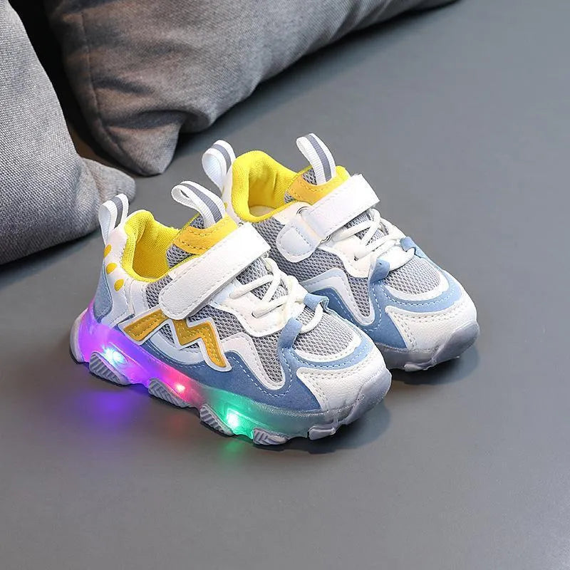Children's black mesh sneakers with Velcro strap and rubber sole