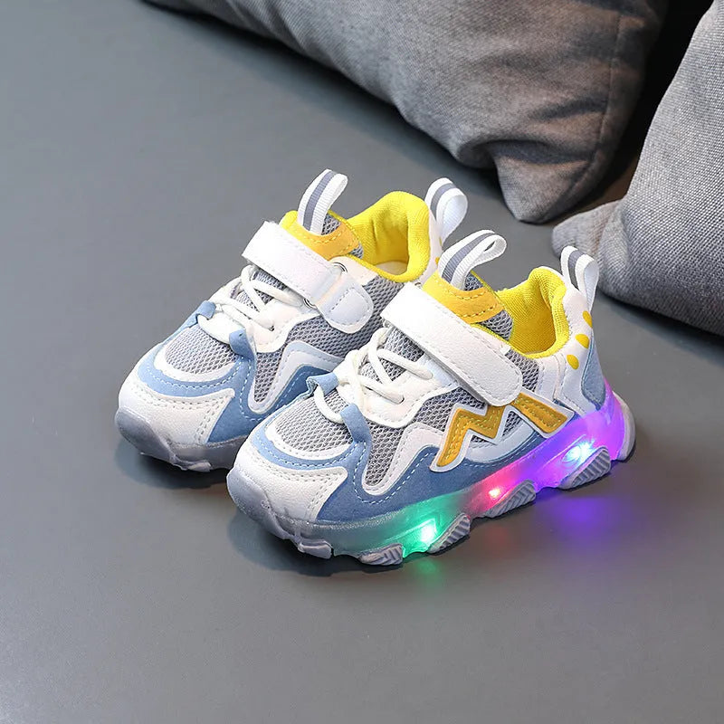 Children's black mesh sneakers with Velcro strap and rubber sole