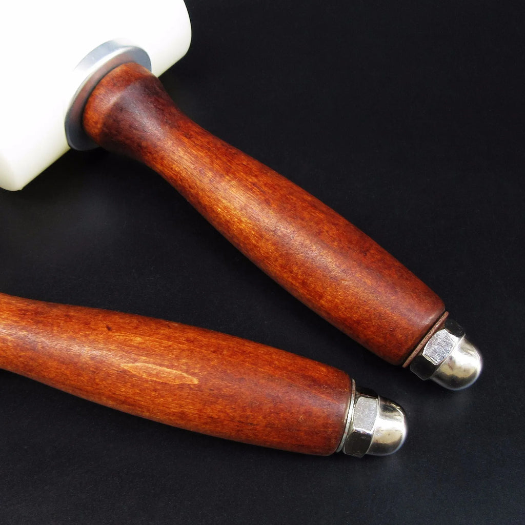 T-shaped nylon leather carving hammer with wooden handle for DIY leather art