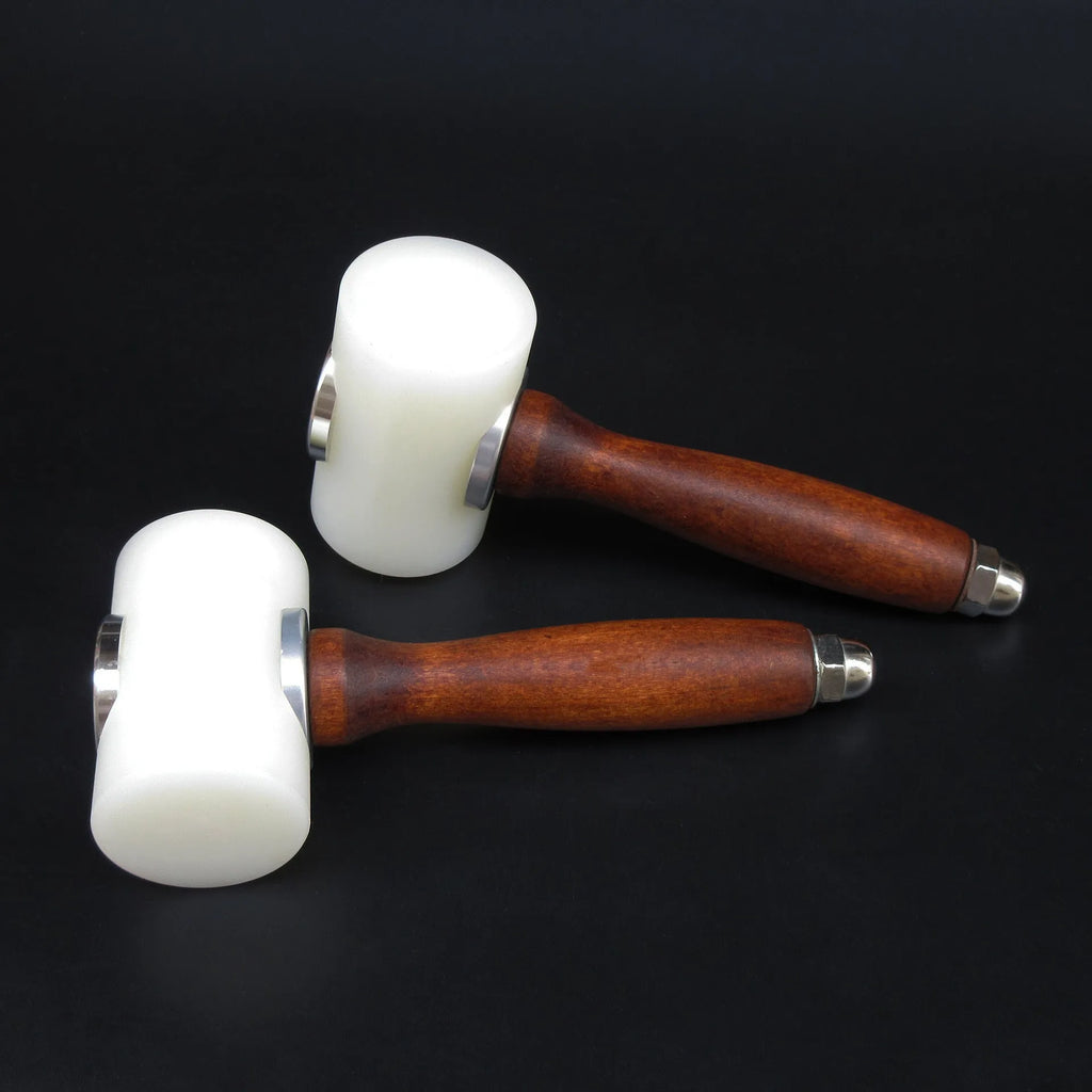 T-shaped nylon leather carving hammer with wooden handle for DIY leather art