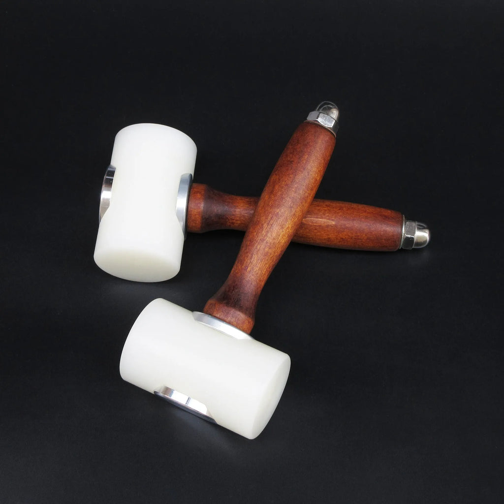 T-shaped nylon leather carving hammer with wooden handle for DIY leather art