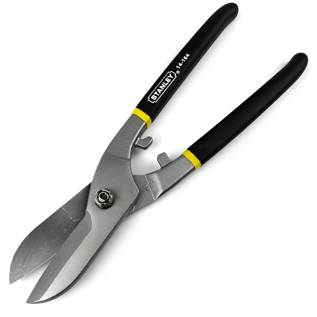 Yellow-handled high-carbon steel barbed wire shears 200mm long on a workbench