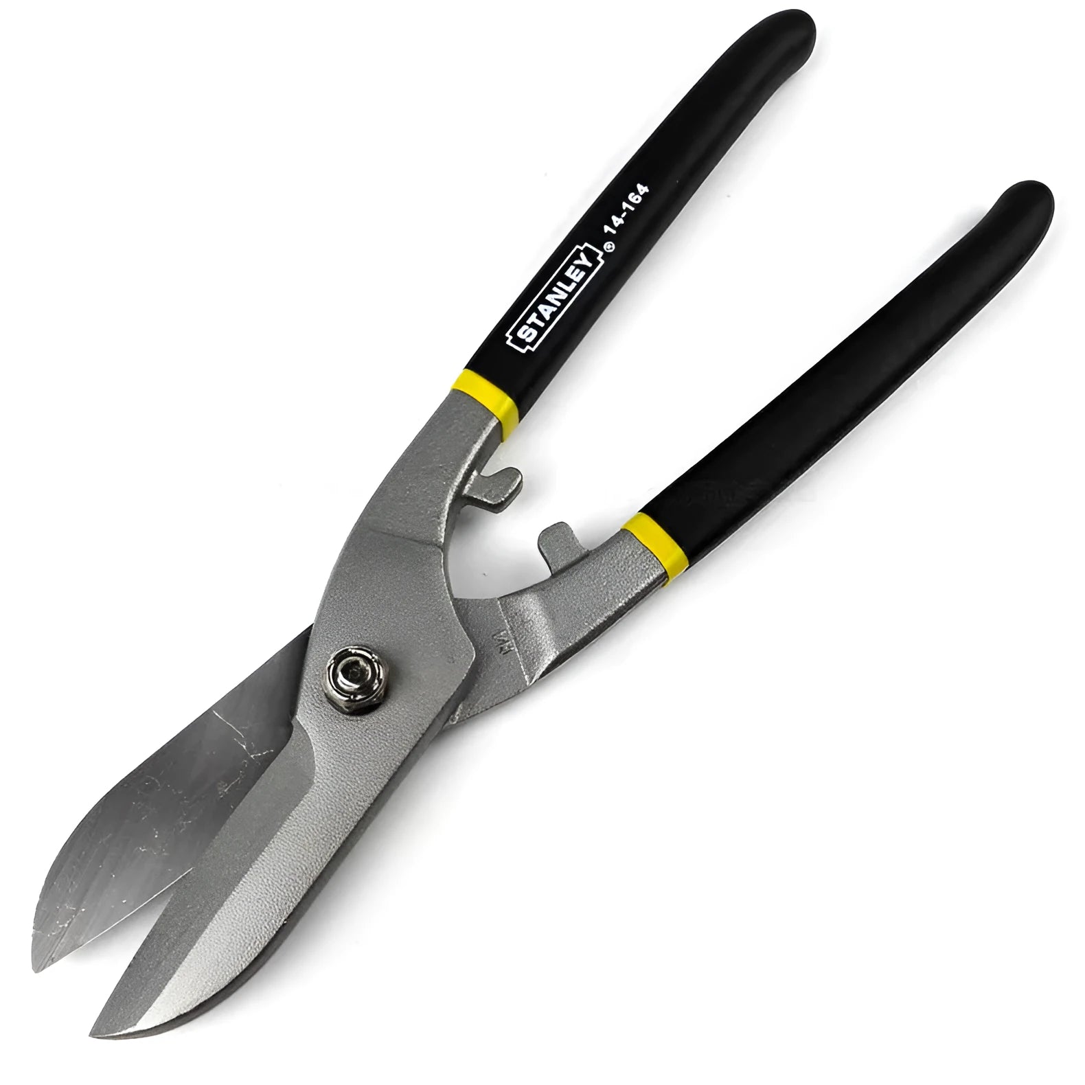 Yellow-handled high-carbon steel barbed wire shears 200mm long on a workbench