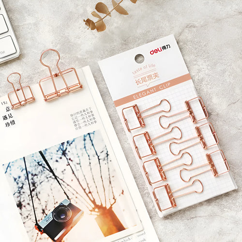 Rose gold metal binder set showing small and large ticket holder folders for test papers and documents
