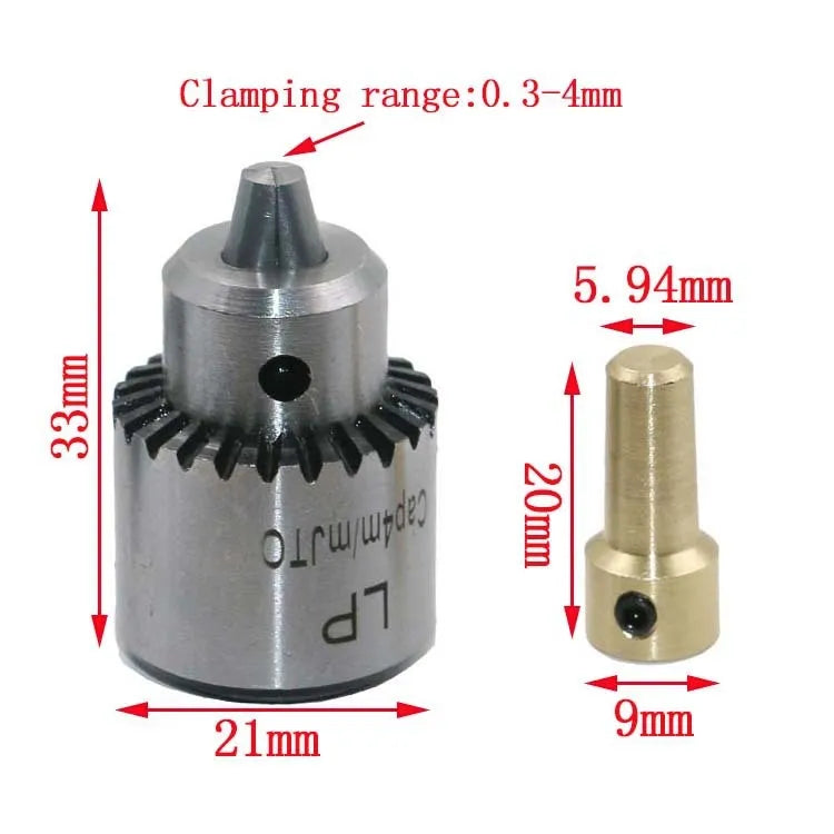 Hard alloy drill chuck with 3.17mm tail hole and sleeve for electric drills