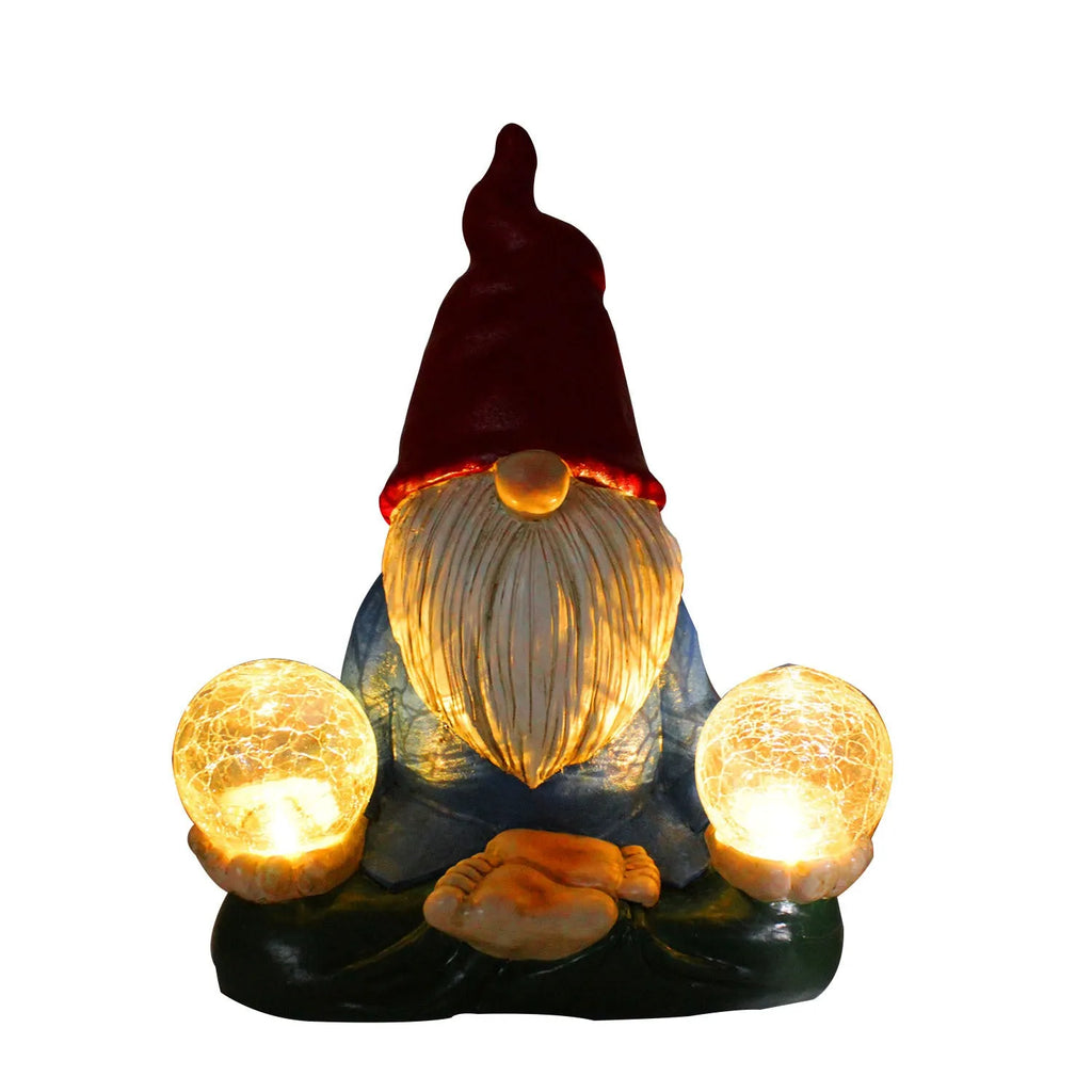 Solar LED resin dwarf doll garden ornament with faceless old man design for outdoor decoration