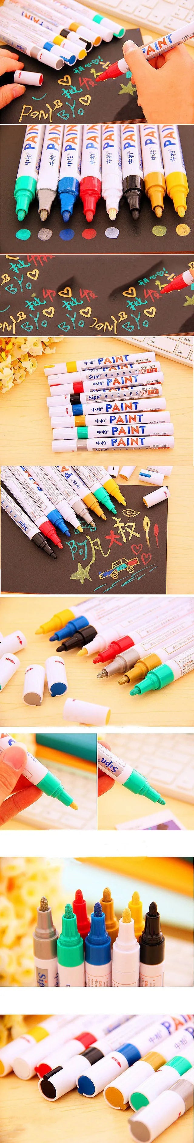 Bike touch-up paint pen in eight colours for mountain, folding, and road bike frame scratch repair