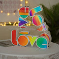 LOVE colourful LED letter light night light in PVC shell, purple red blue options, 36cm width, manual switch