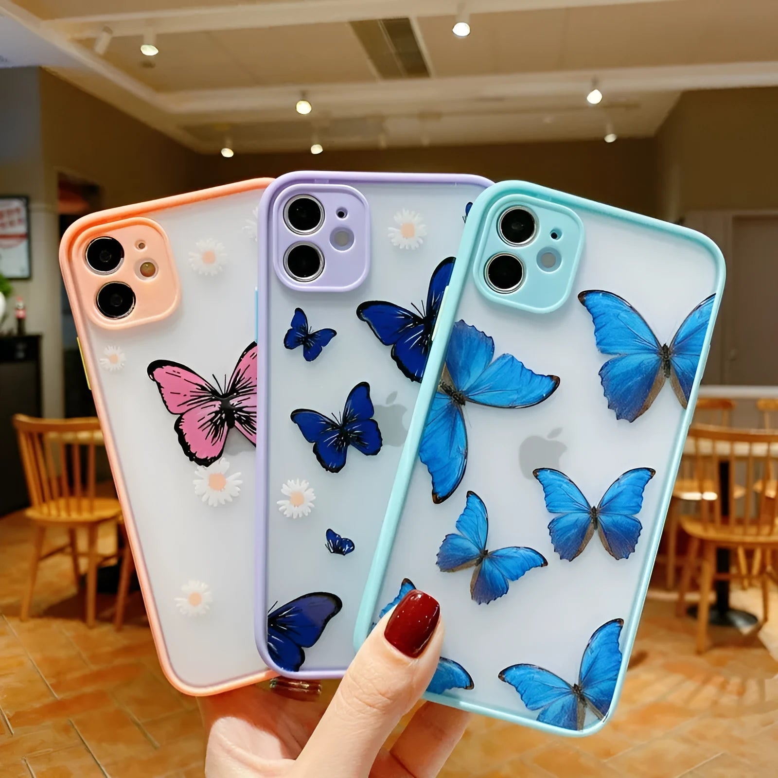 SE butterfly mobile phone case with Japanese Korean style design for iPhone models