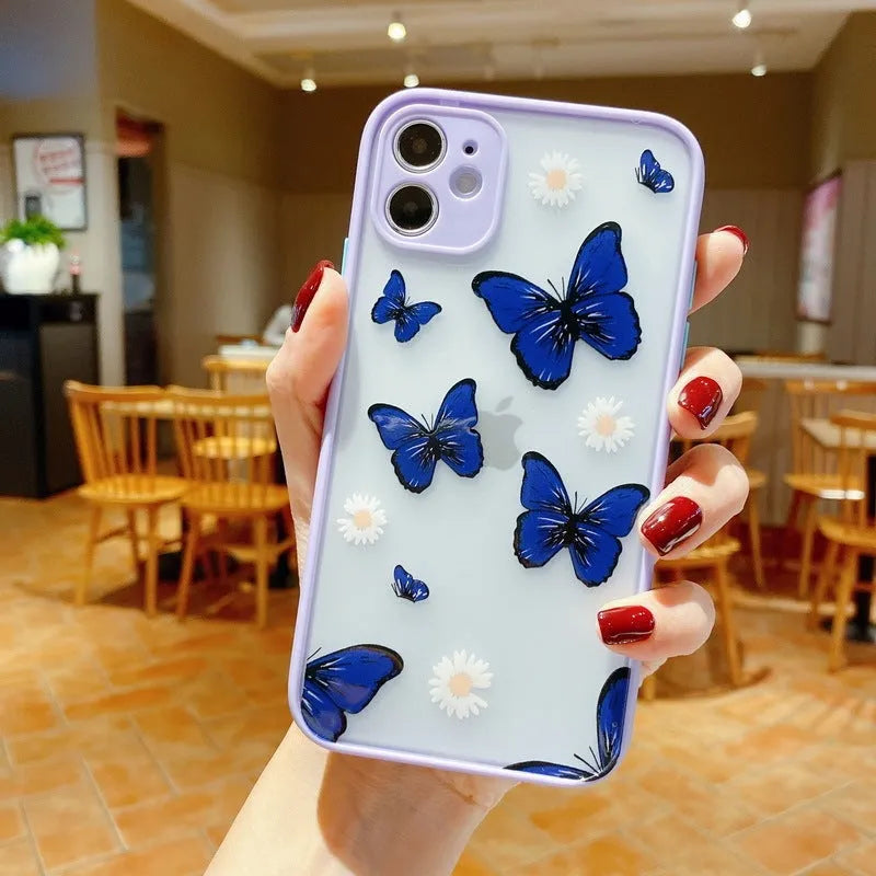 SE butterfly mobile phone case with Japanese Korean style design for iPhone models