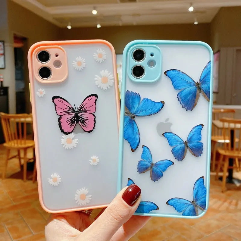 SE butterfly mobile phone case with Japanese Korean style design for iPhone models