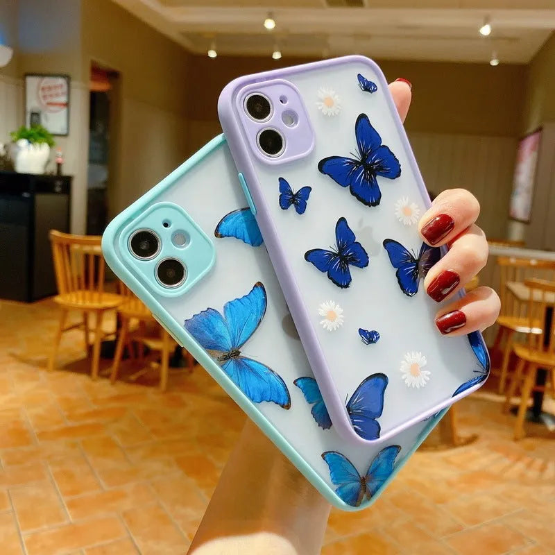 SE butterfly mobile phone case with Japanese Korean style design for iPhone models