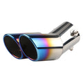 Stainless steel car exhaust tail throat with curved roasted blue bend, 63mm inlet, oblique mouth, 320g
