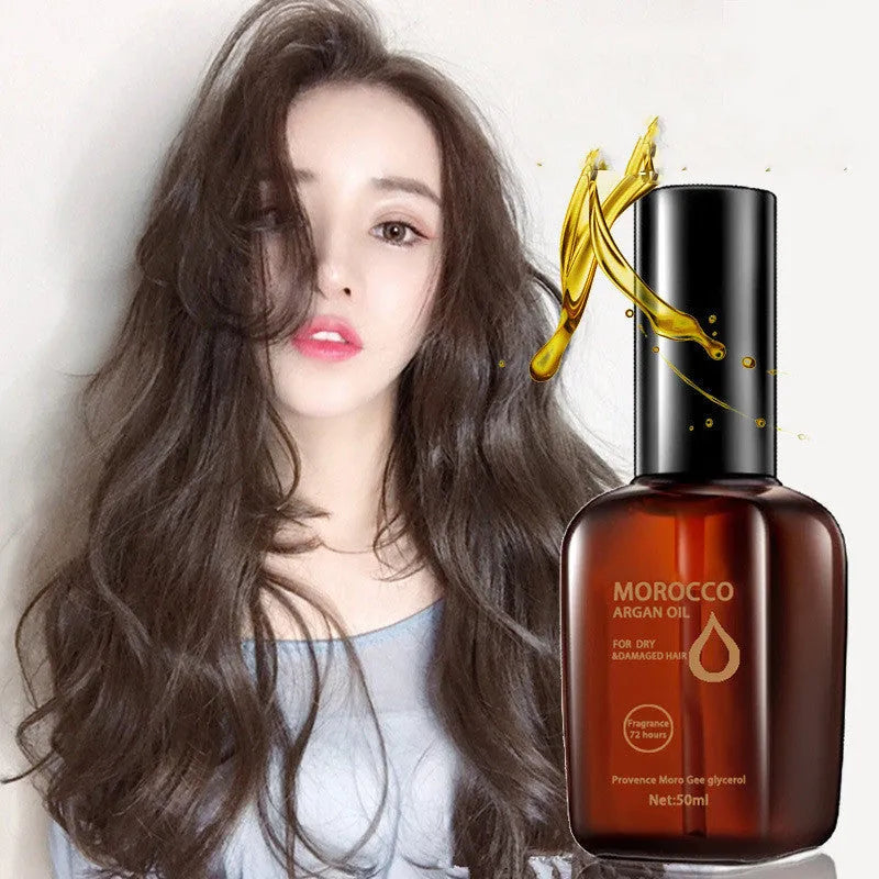 Argan oil hair care leave-in essential oil 50ml, yellow colour, for frizz, split ends and damaged dyes and irons