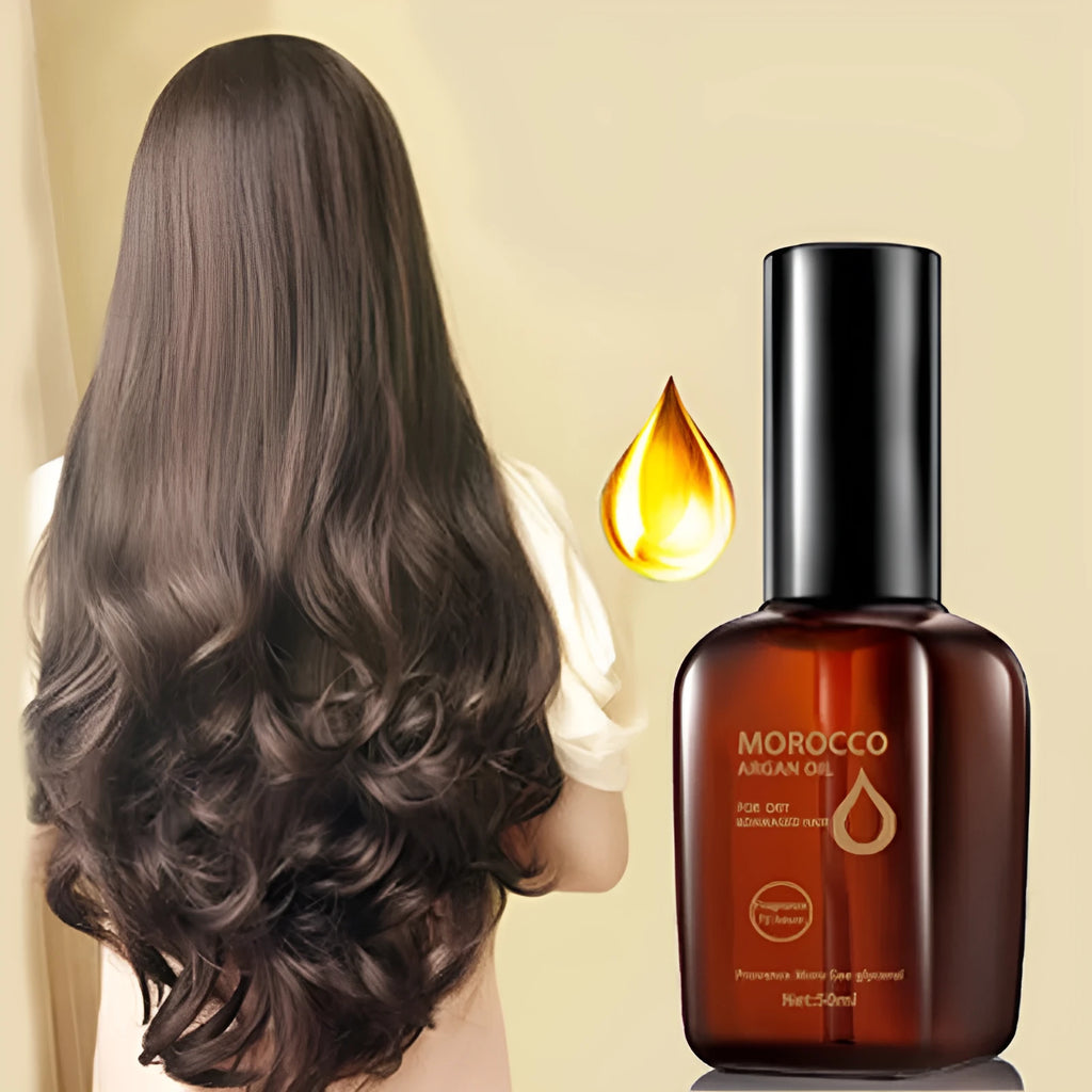 Argan oil hair care leave-in essential oil 50ml, yellow colour, for frizz, split ends and damaged dyes and irons
