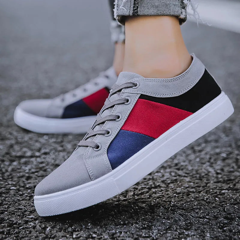 Canvas shoes for men with super high heel, high-top, back tie closure, available in black