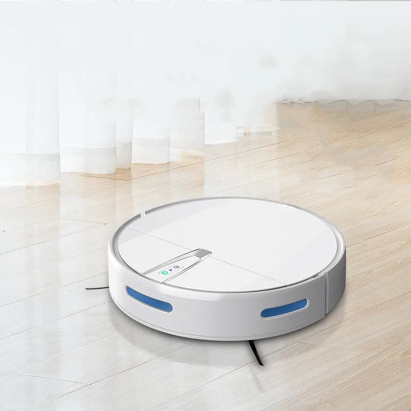 Ultra-thin black and white robotic vacuum cleaner with charging dock and remote control