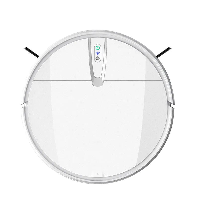 Ultra-thin black and white robotic vacuum cleaner with charging dock and remote control
