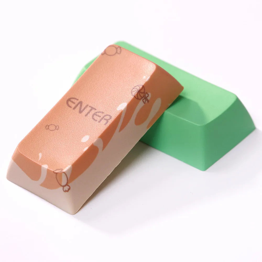 Mint Toffee coloured DSA profile PBT keycap set for mechanical keyboards, showing 104 keys.