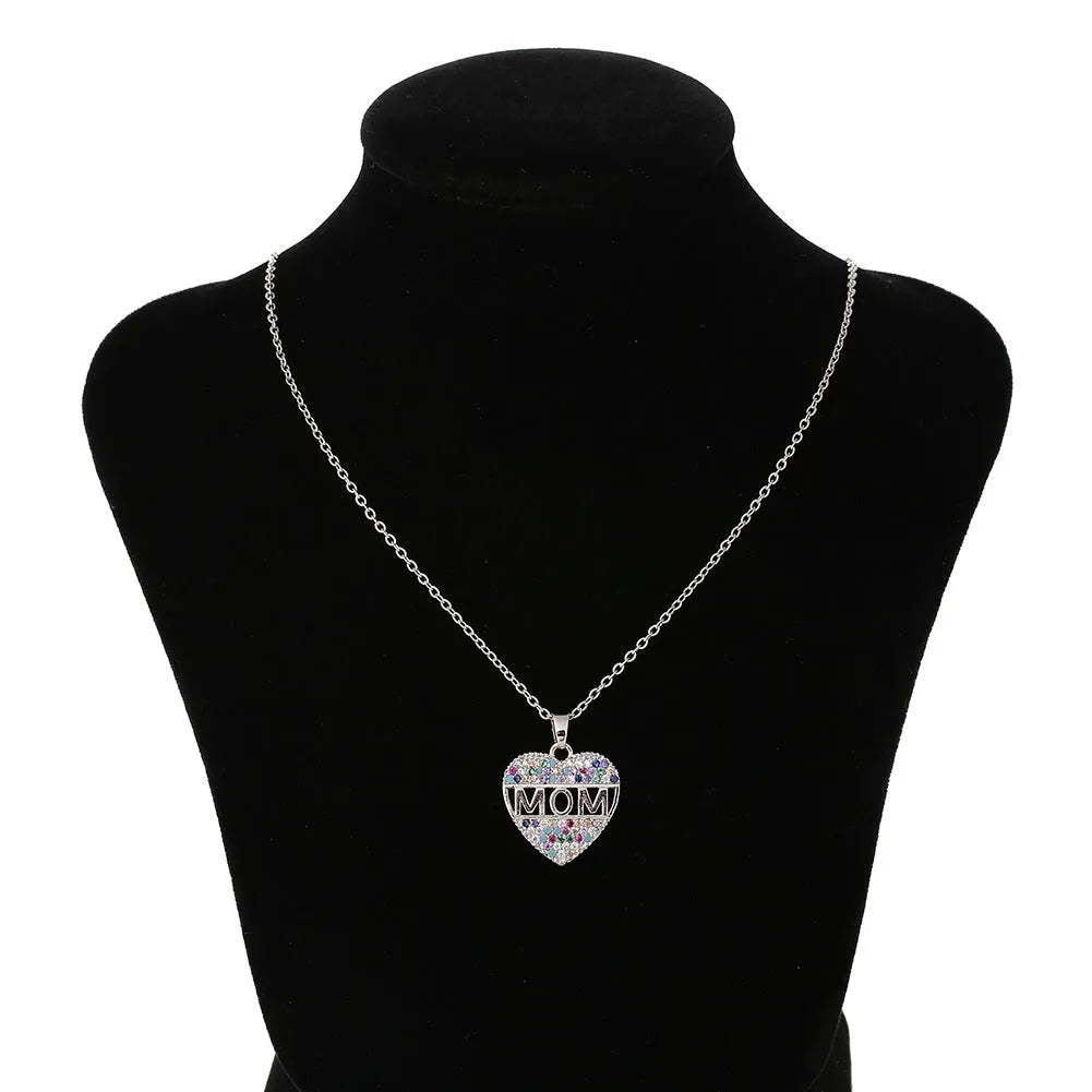 Gold copper heart cubic zirconia pendant necklace on 45+5cm chain