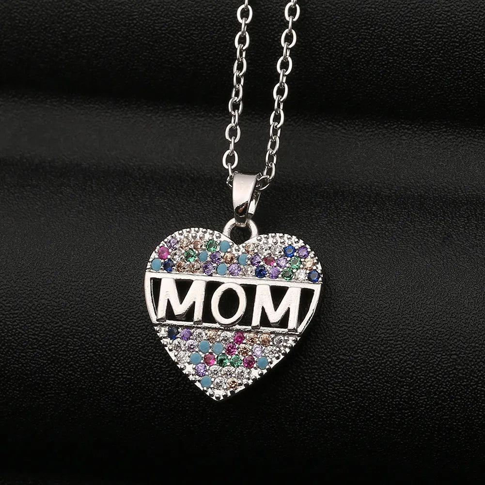 Gold copper heart cubic zirconia pendant necklace on 45+5cm chain