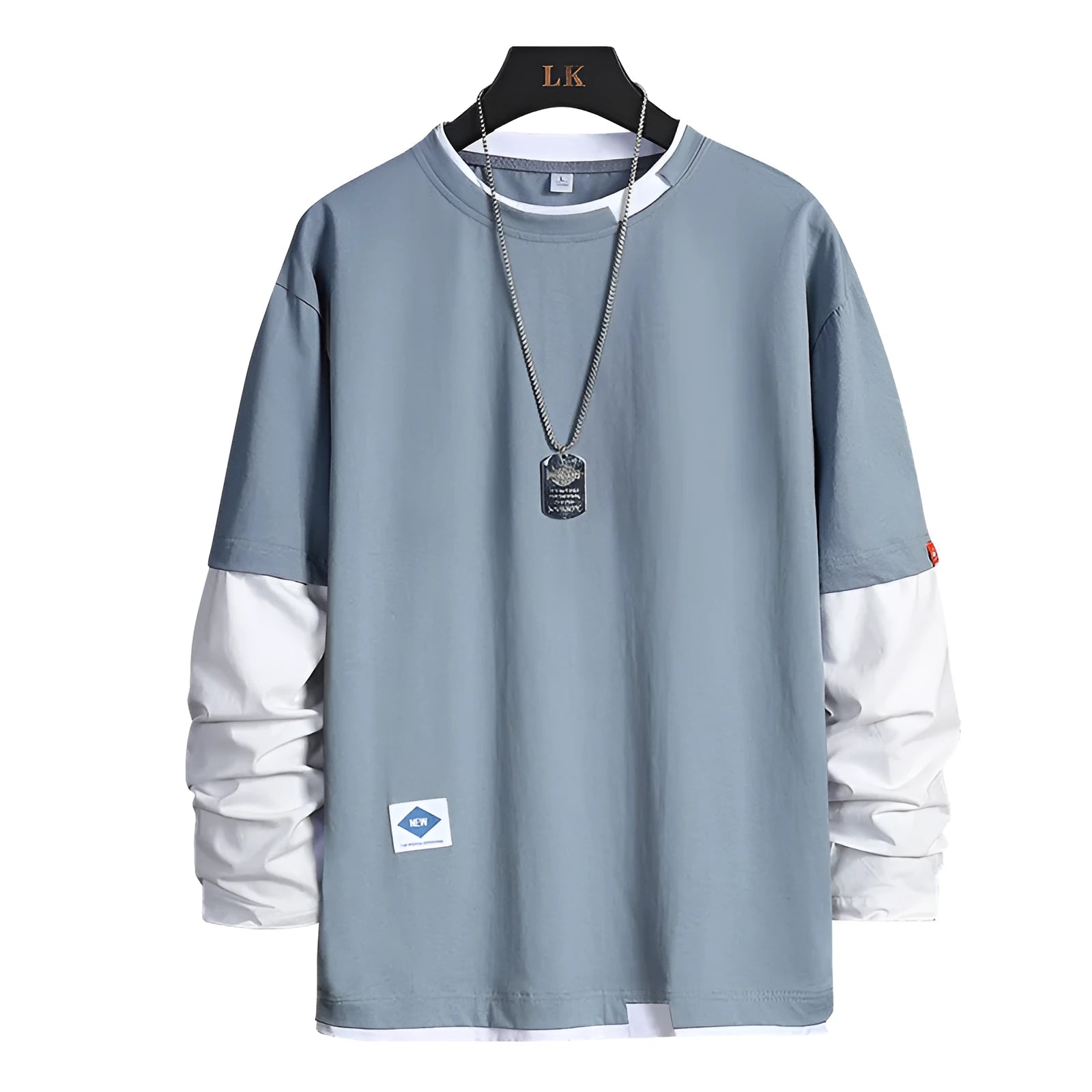 Women's autumn bottoming shirt with long sleeves and round neck in plain solid colour