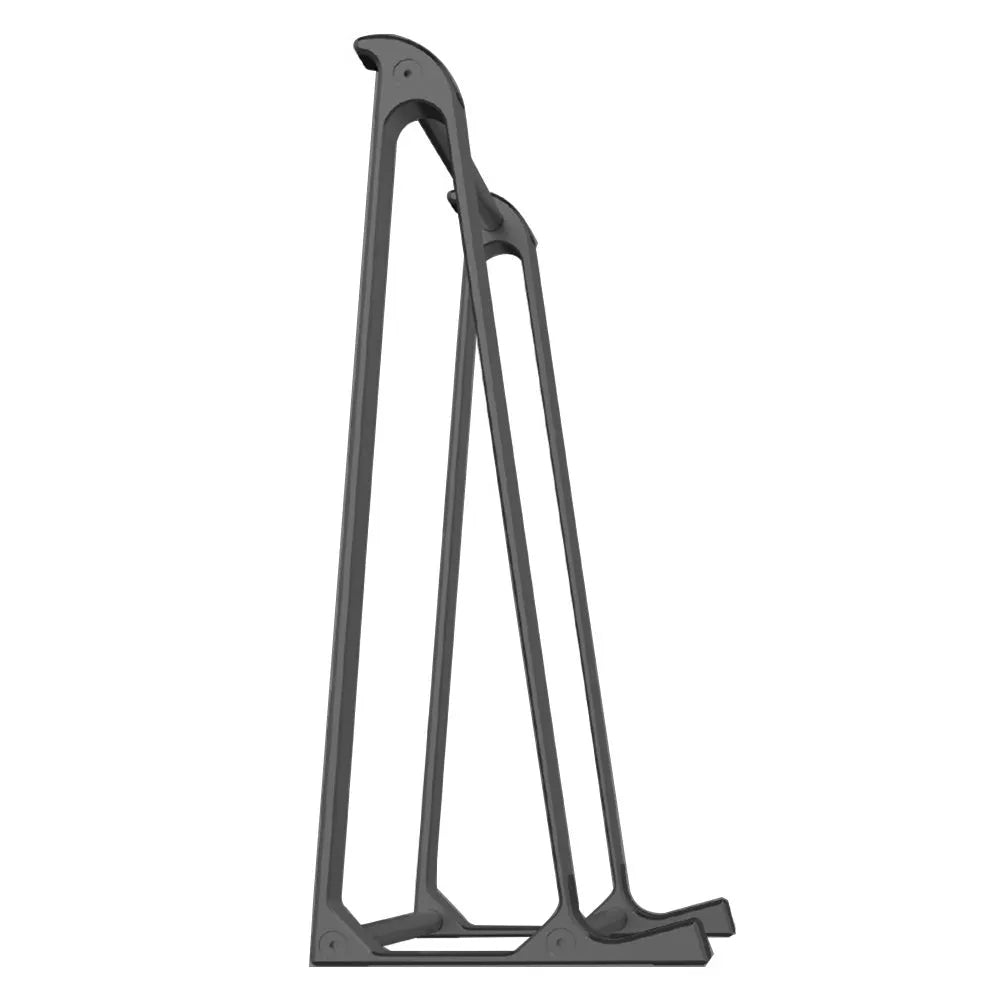 Aluminium alloy laptop stand with increased storage, 22.5 x 21 x 8.5 cm, in dark grey or silver.