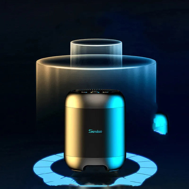 Black or white portable Bluetooth speaker with card reader slot measuring 90x73x73mm with USB charging port