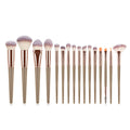 16-piece makeup brush set with foundation and eye brushes, man-made fibre bristles, 19cm plastic handles