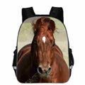 Horse animal head cartoon lightning design school backpack in polyester with zipper opening