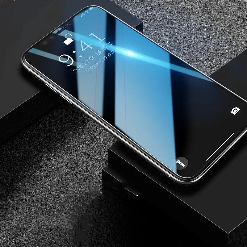 Tempered glass screen protector for iPhone models showing high-definition clarity and scratch-resistant surface