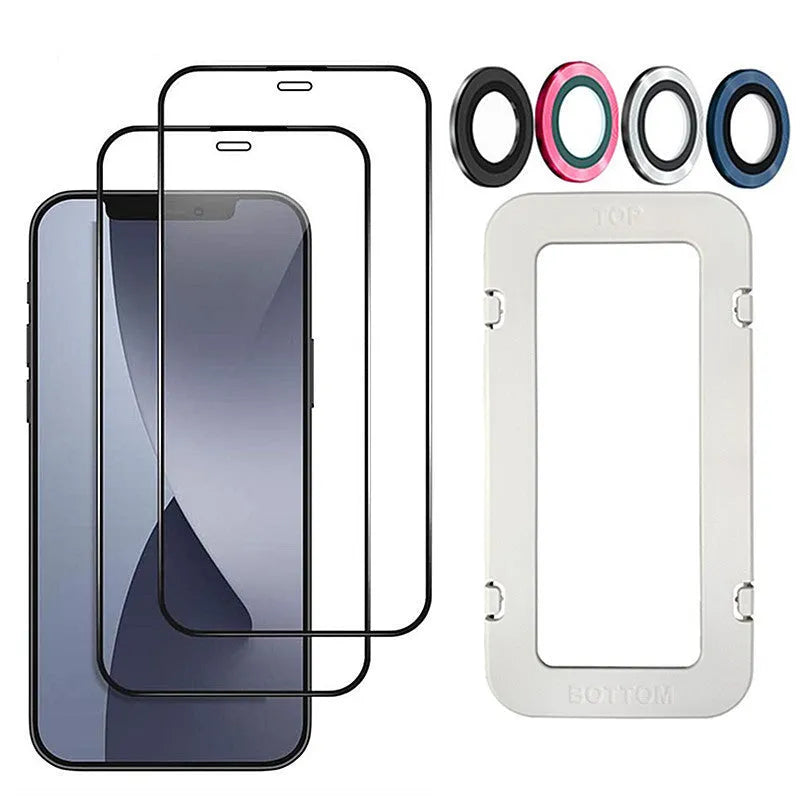 Tempered glass screen protector for iPhone models showing high-definition clarity and scratch-resistant surface