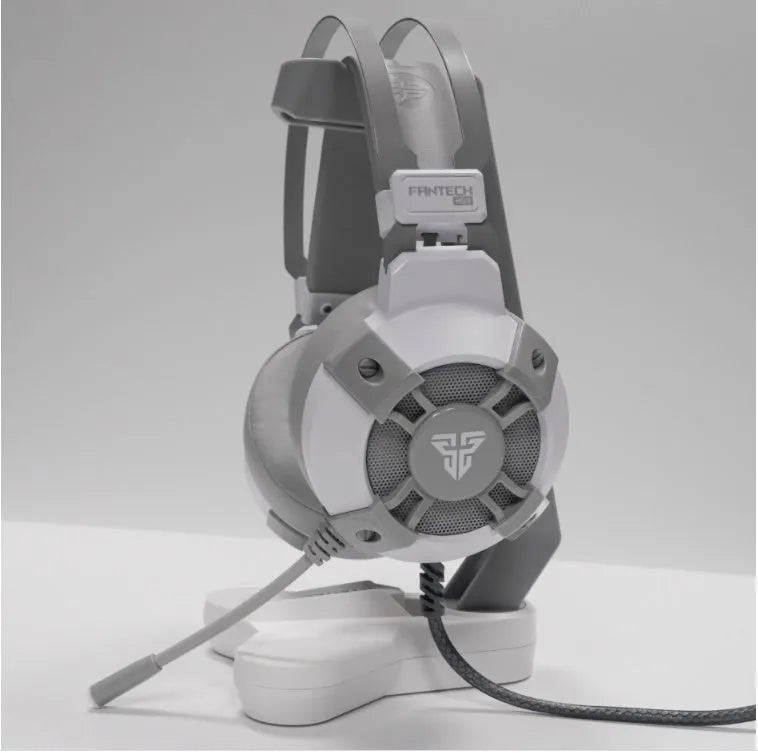 Black FANTECH HG11 USB gaming headset with RGB lights on ear cups and a 2.1m cable with remote control.