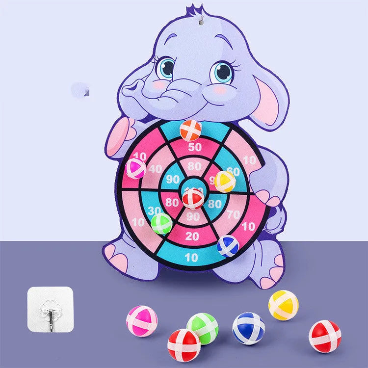 Colourful children's cartoon sticky ball dart board with velcro balls and hook