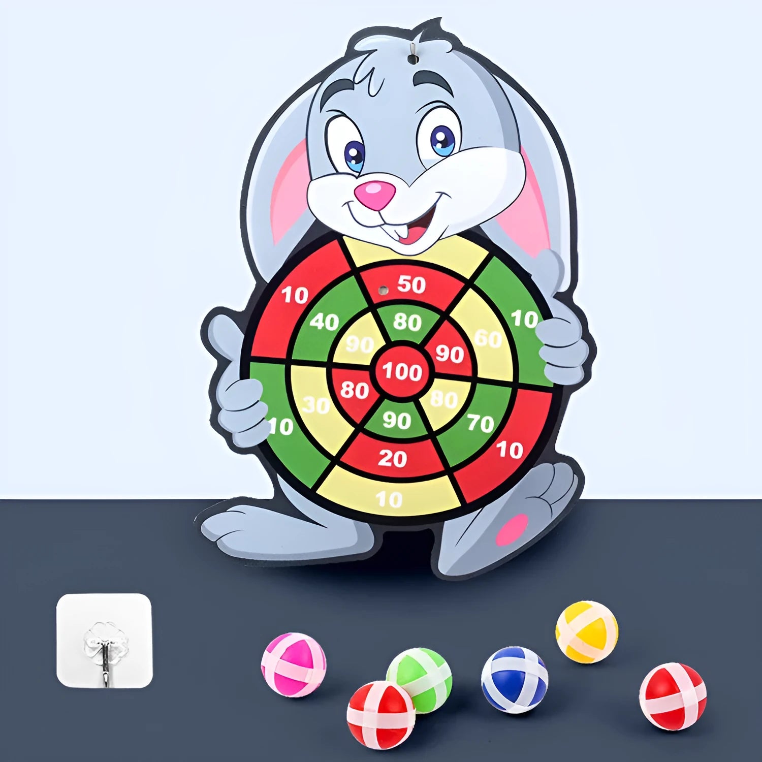 Colourful children's cartoon sticky ball dart board with velcro balls and hook