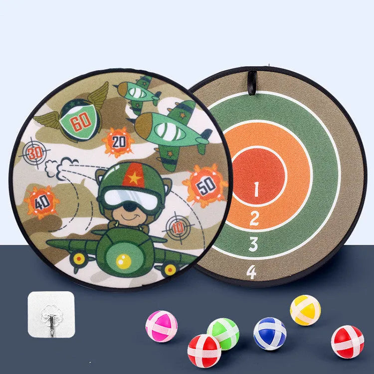 Colourful children's cartoon sticky ball dart board with velcro balls and hook