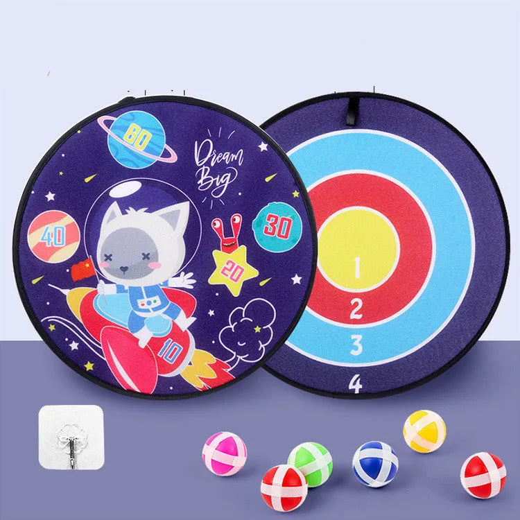Colourful children's cartoon sticky ball dart board with velcro balls and hook
