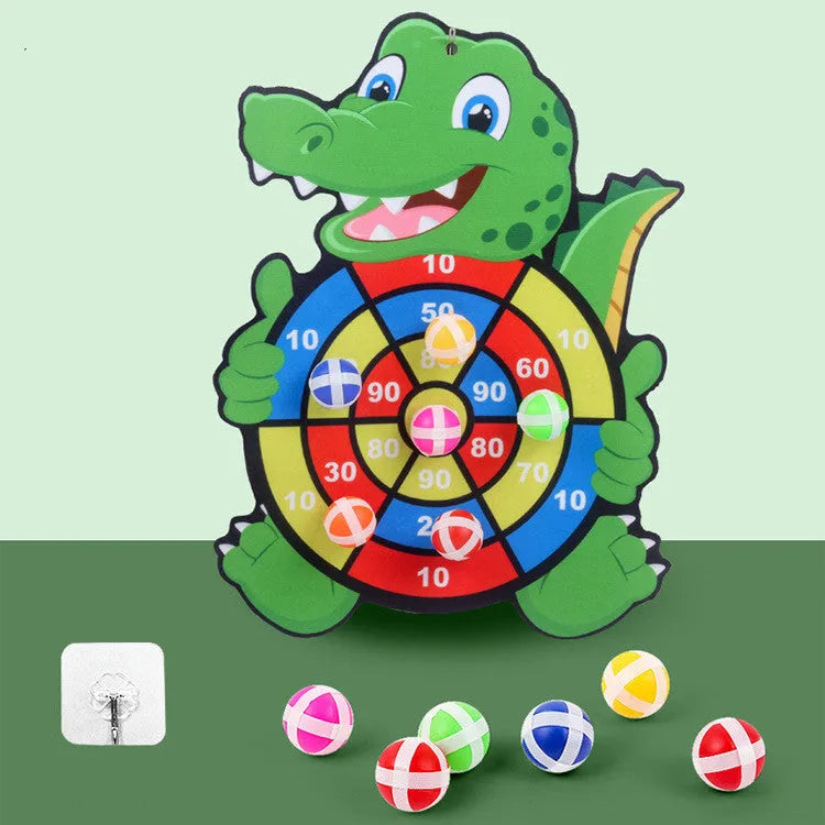 Colourful children's cartoon sticky ball dart board with velcro balls and hook