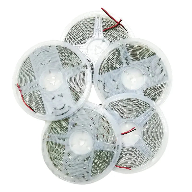 Waterproof flexible LED light strip with epoxy coating showing 5050 LED beads