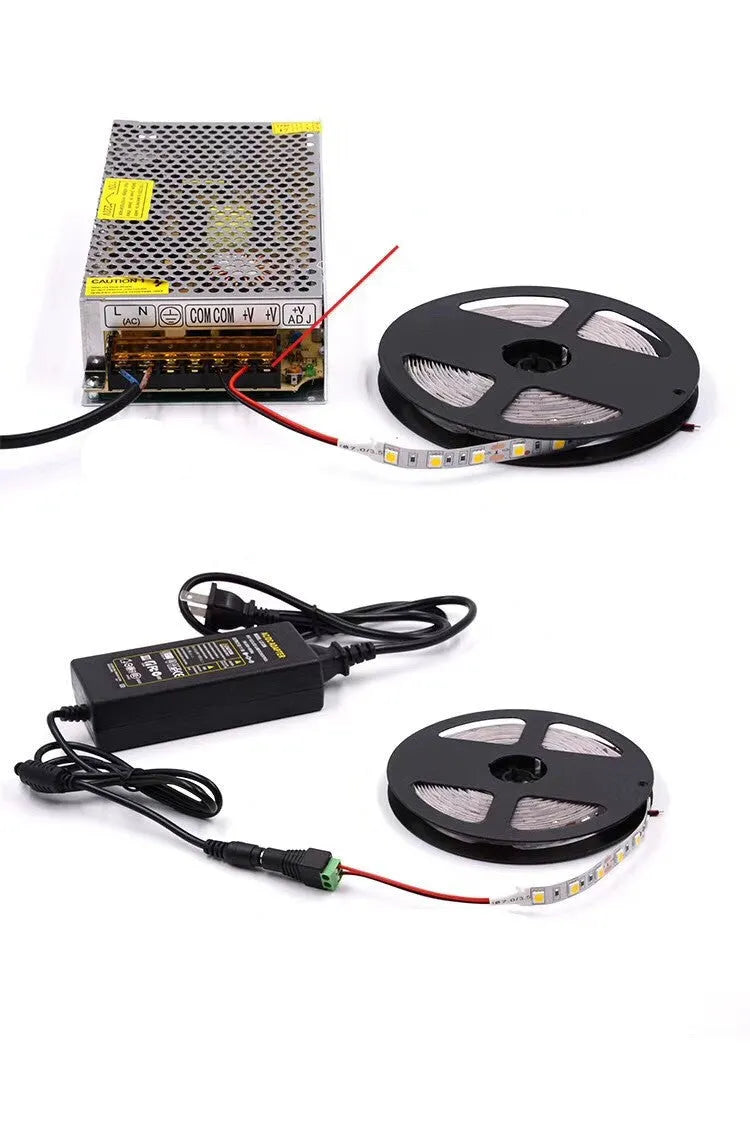 Waterproof flexible LED light strip with epoxy coating showing 5050 LED beads