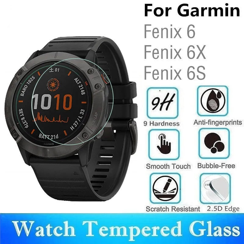 Tempered glass front film screen protector for Garmin Fenix6 Pro watch in transparent