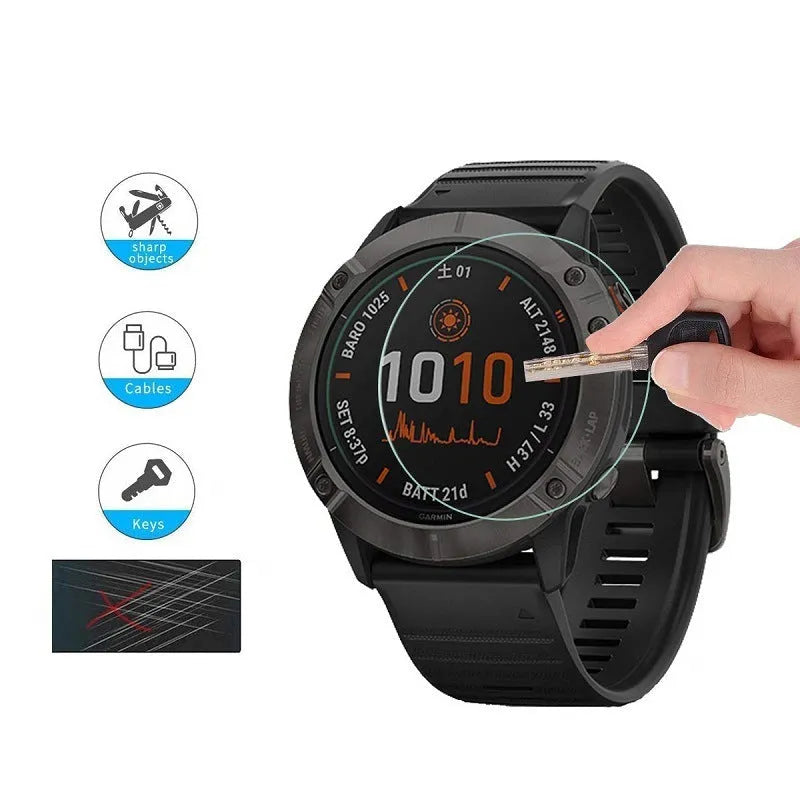 Tempered glass front film screen protector for Garmin Fenix6 Pro watch in transparent