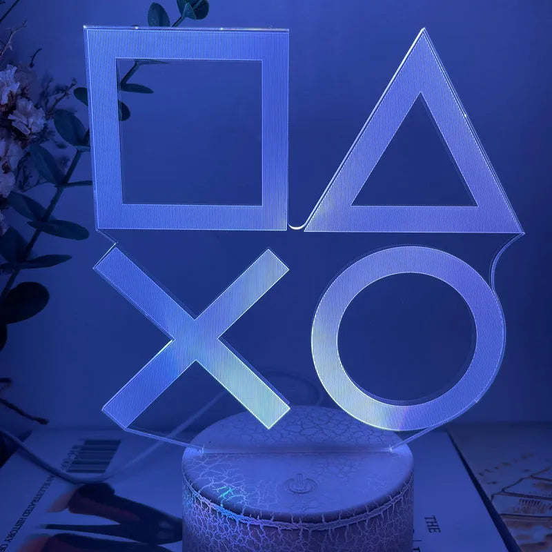 Creative Gamepad shaped 3DLED desk lamp with acrylic shade and touch controls on black ABS base