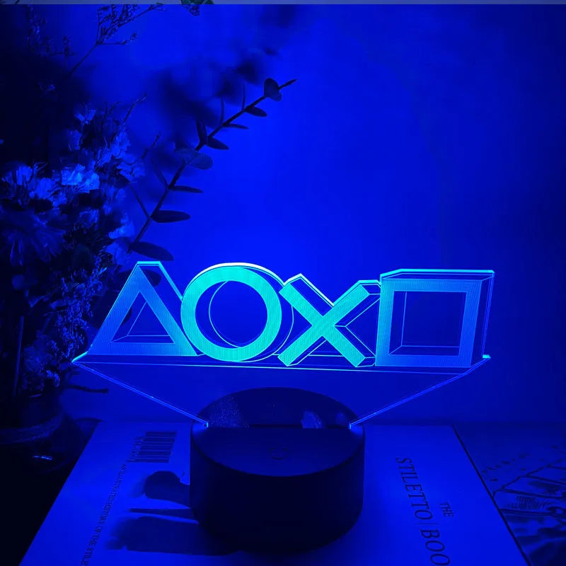 Creative Gamepad shaped 3DLED desk lamp with acrylic shade and touch controls on black ABS base
