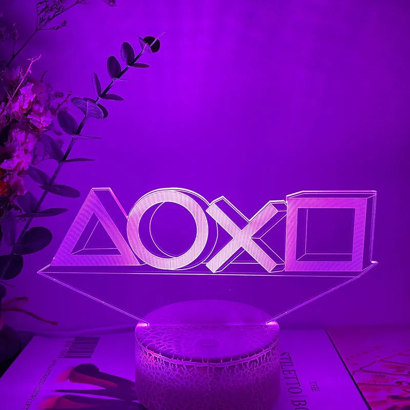 Creative Gamepad shaped 3DLED desk lamp with acrylic shade and touch controls on black ABS base