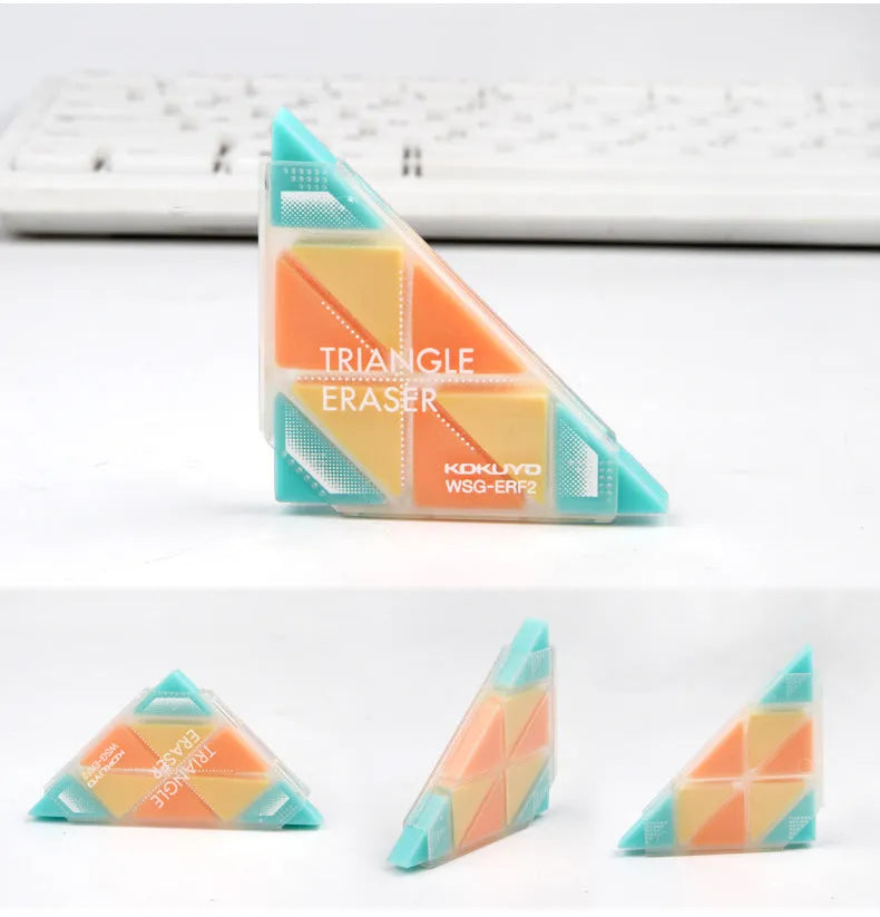 Triangular PVC eraser in multiple colours for detail correction with multi-angle edges