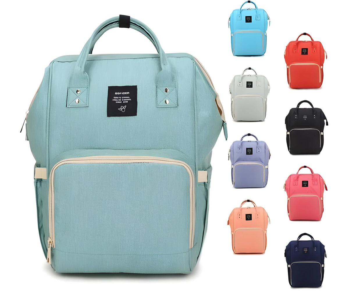 Waterproof mummy bag backpack 43x27x22cm with double shoulders, insulated bottle layer, and elastic tissue buckle in black