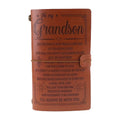 Leather business hand ledger notebook with strap binding and warm brown pages